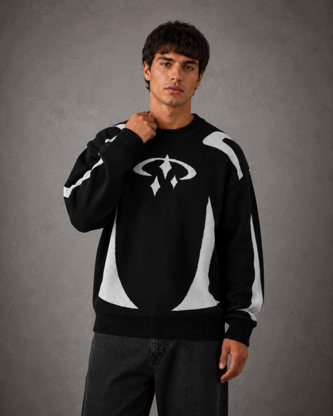 Herren Strickpullover Mit Grafik Relaxte Passform