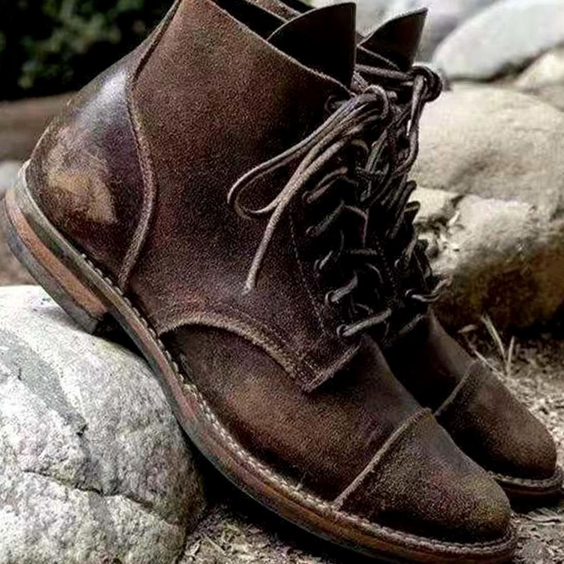 Ank hohe Herren-Winterstiefel mit Schnürung und griffiger Sohle