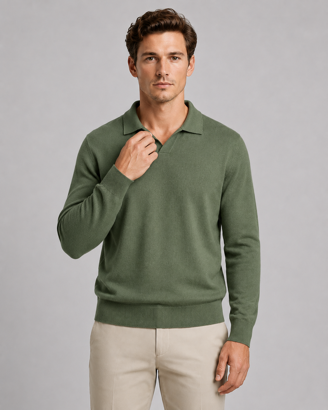 Herren-Strickpullover mit geripptem Saum und langen Ärmeln