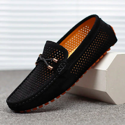 Herren Loafer Aus Perforiertem Veloursleder