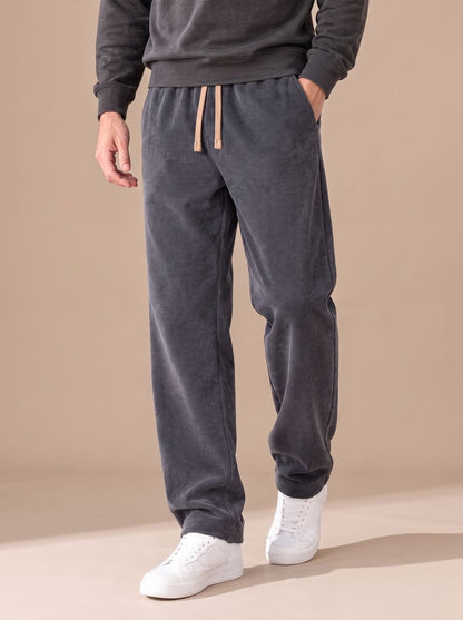 Men's Straight Leg Corduroy Trousers With Drawstring