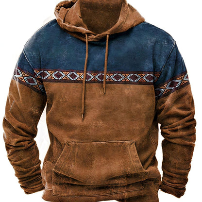 Herren Hoodie Mit Retro Geometriemuster