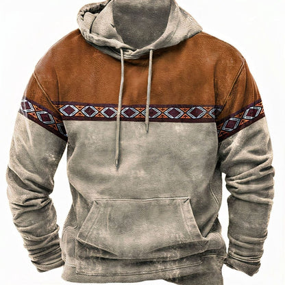 Herren Hoodie Mit Retro Geometriemuster