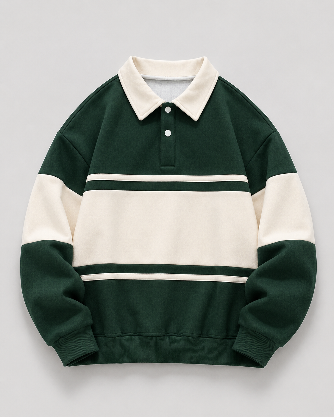 Rückansicht des Herren-Rugby-Polopullovers mit Farbblockdesign