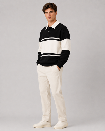Rugby-Polopullover für Herren in entspannter Passform