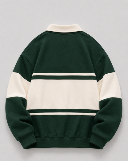 Farbblockdesign am langärmligen Herren-Polopullover