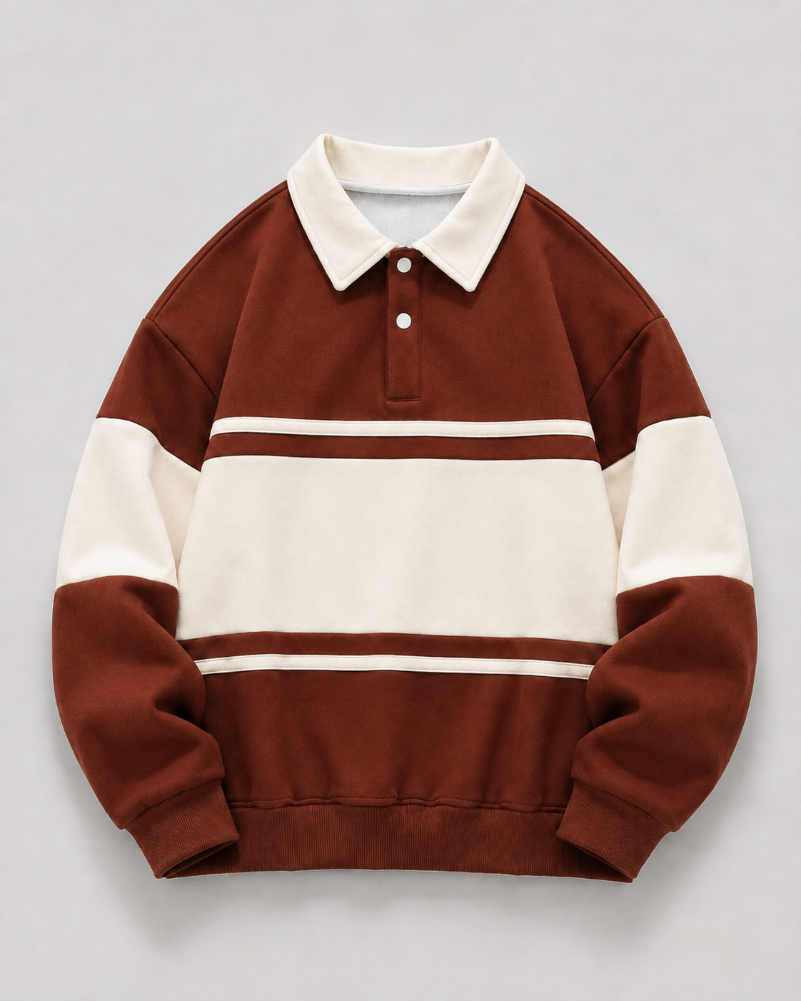 Detailansicht des Polokragens am Rugby-Pullover für Herren