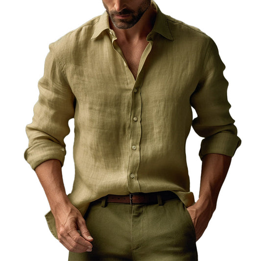 Herren Slim Fit Langarmhemd mit Reverskragen in Frontansicht