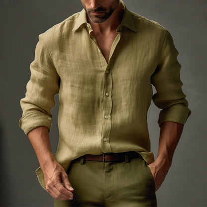 Herren Langarmhemd in Slim Fit mit Reverskragen im Detail