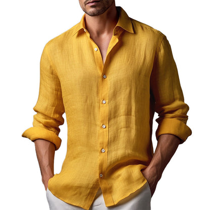 Herren Slim Fit Langarmhemd Mit Reverskragen