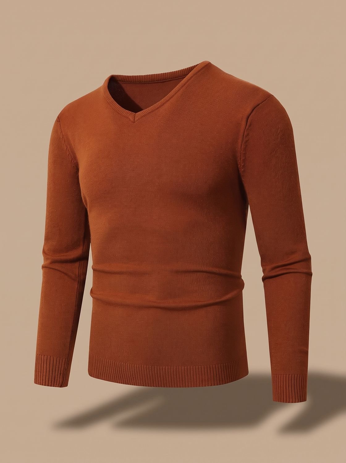 Men's fine-knit V-neck sweater slim fit