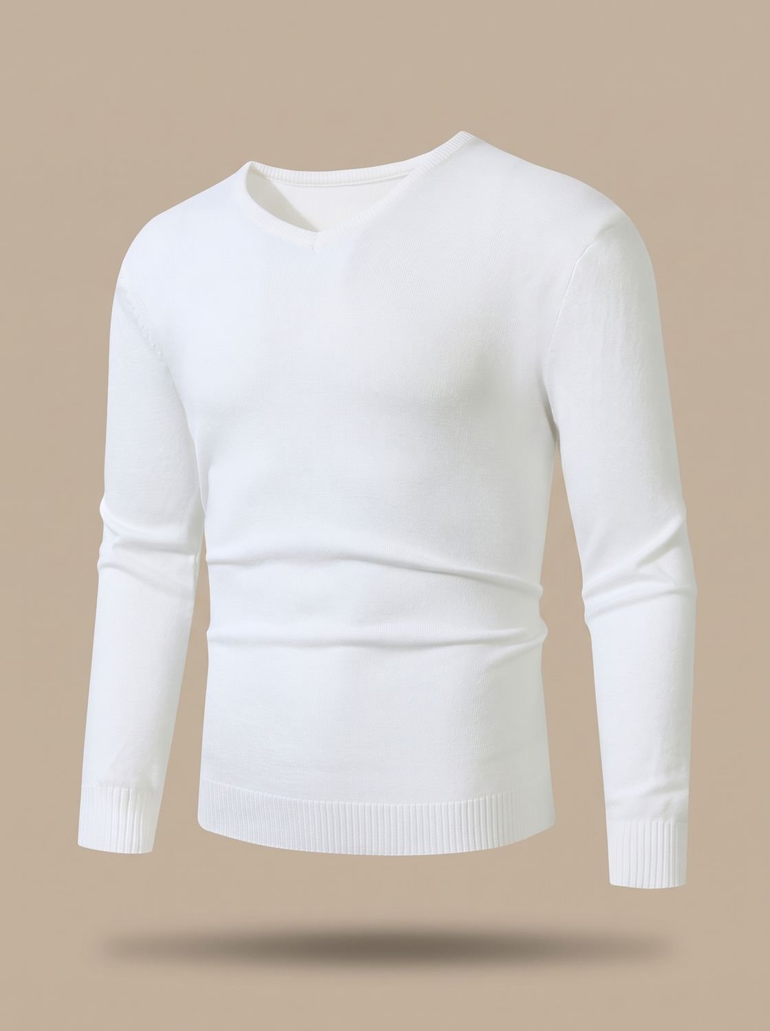 Men's fine-knit V-neck sweater slim fit