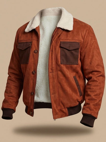 Herrenjacke im lässigen Vintage-Stil mit gerippten Bündchen