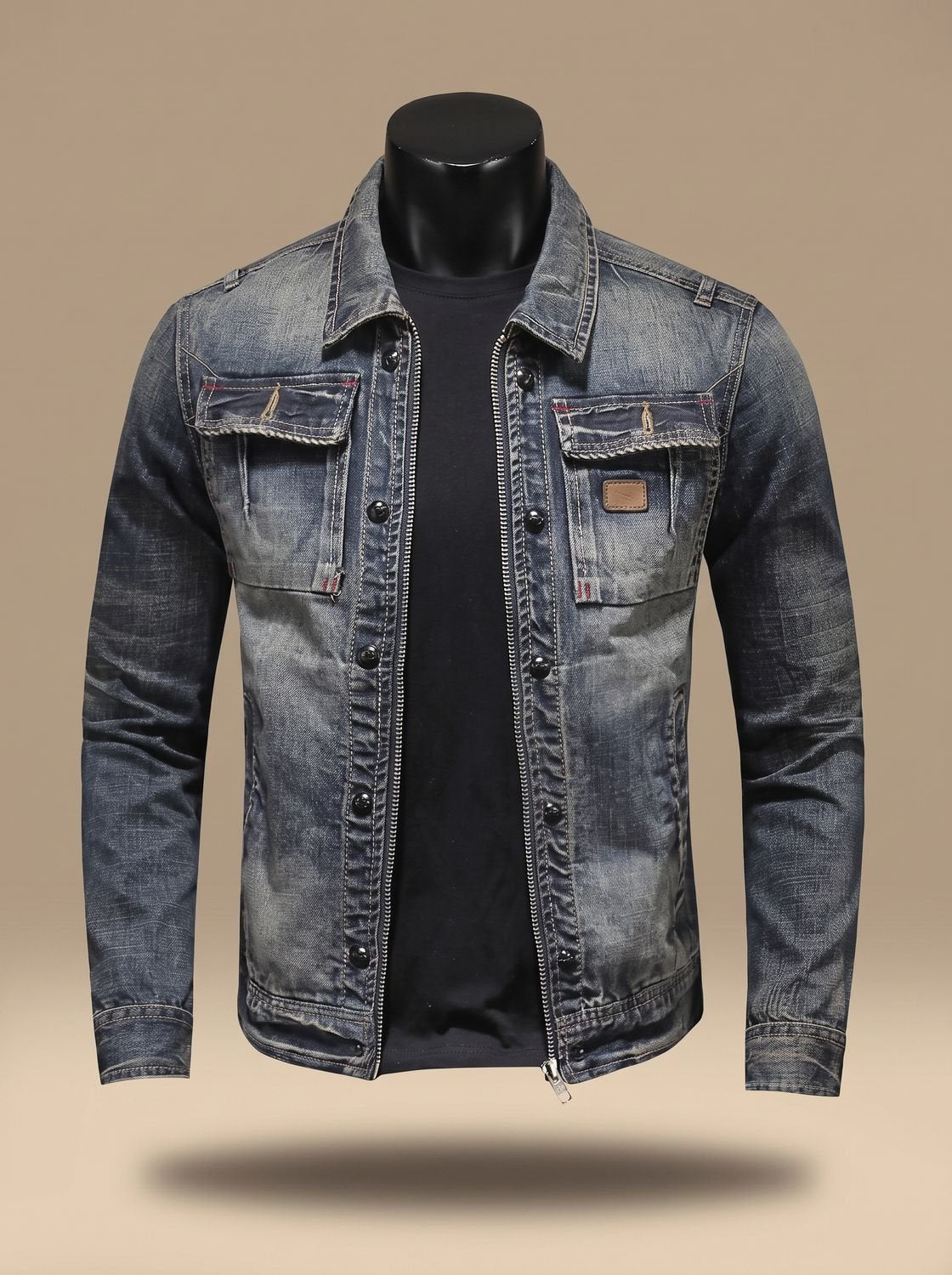 Herren-Jeansjacke mit Vintage-Waschung und klassischem Trucker-Schnitt