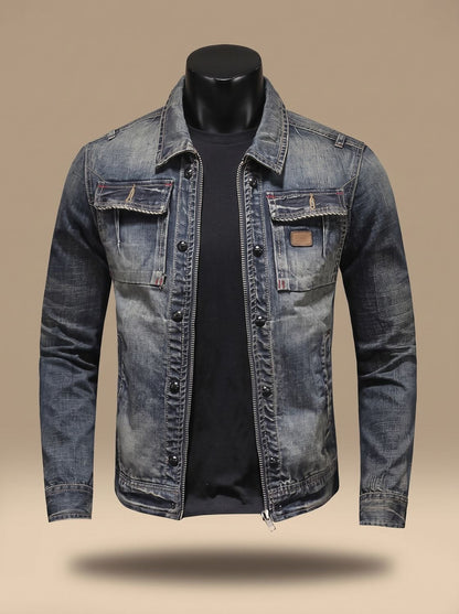 Herren-Jeansjacke mit Vintage-Waschung und klassischem Trucker-Schnitt