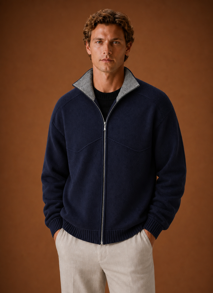 Herren Strickjacke Mit Reißverschluss