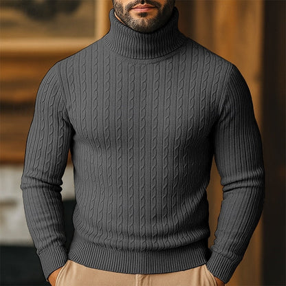 Klassischer Zopfstrick Rollkragenpullover