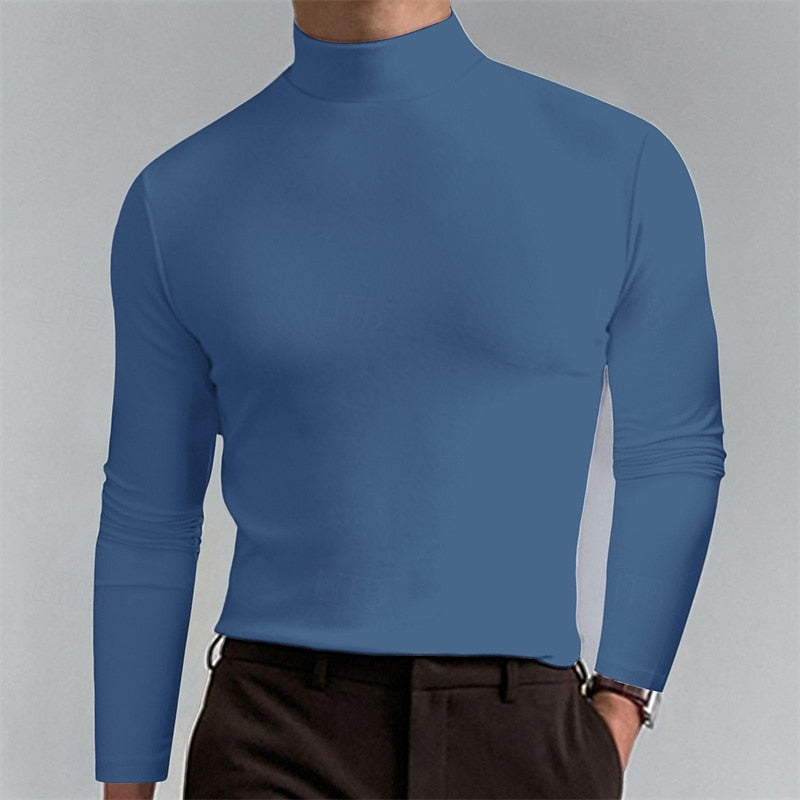 Seitliche Ansicht des klassischen Rollkragenshirts für Herren