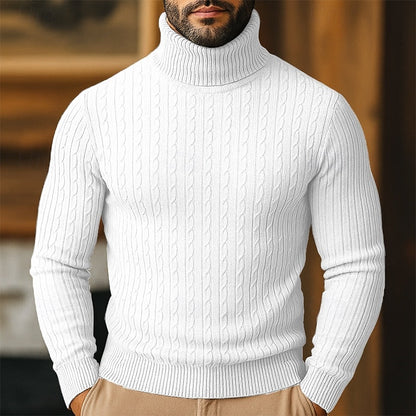 Klassischer Zopfstrick Rollkragenpullover