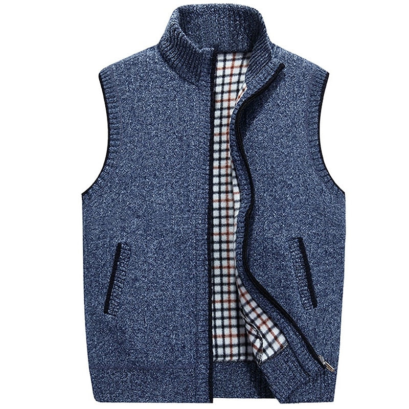 Men's Knit Vest With Stand-Up Collar