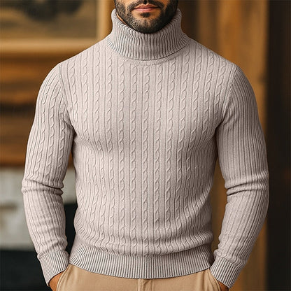 Klassischer Zopfstrick Rollkragenpullover