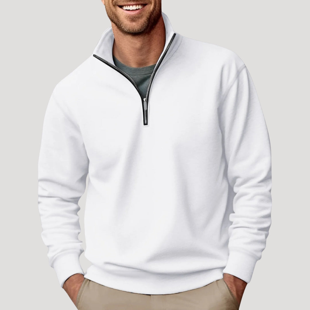 Herren Viertelzip Pullover im klassischen Schnitt, Vorderansicht