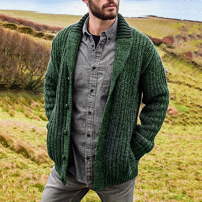 Herren Strickjacke Grobstrick Schalkragen