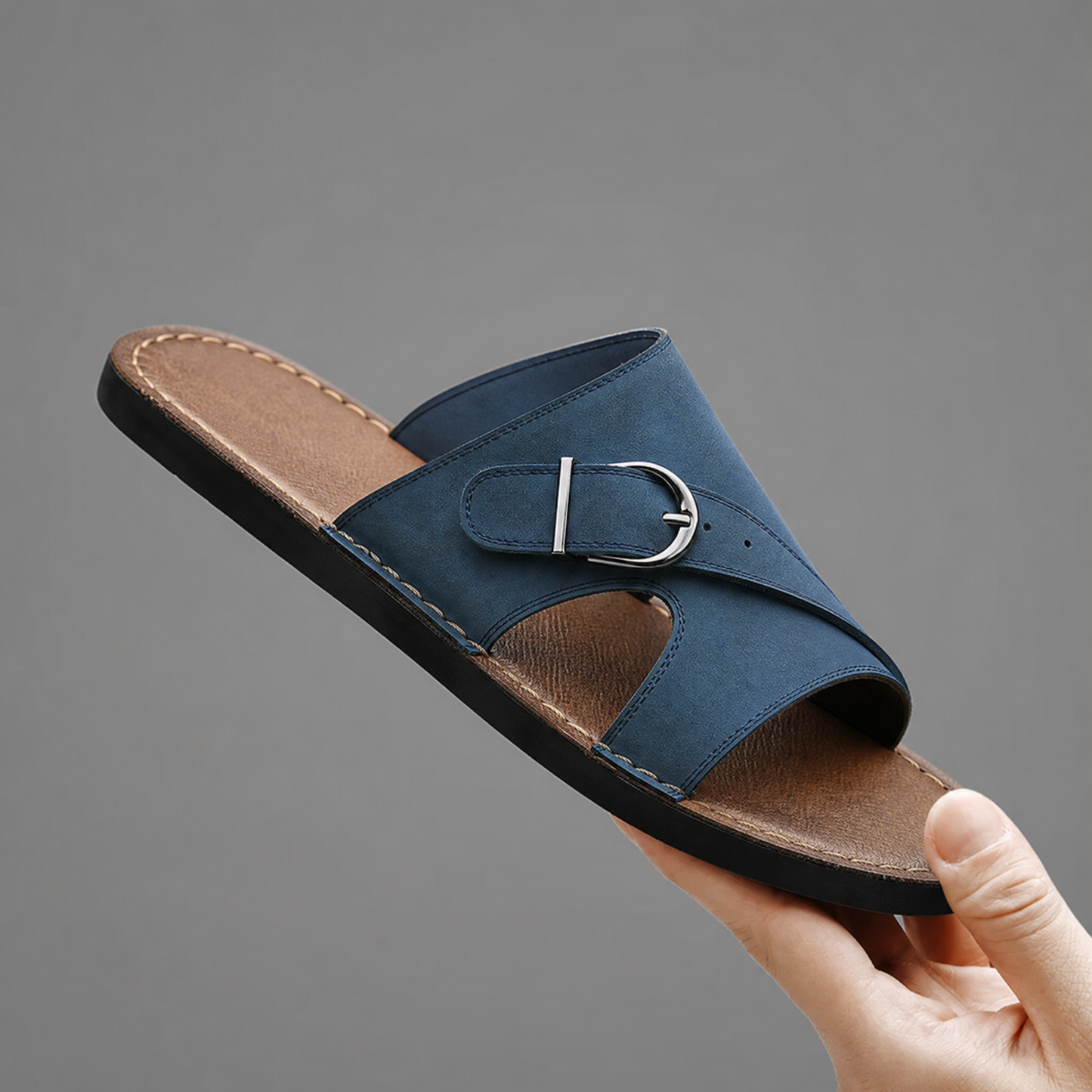 Herren Ledersandalen mit Kreuzriemen, Seitenansicht links