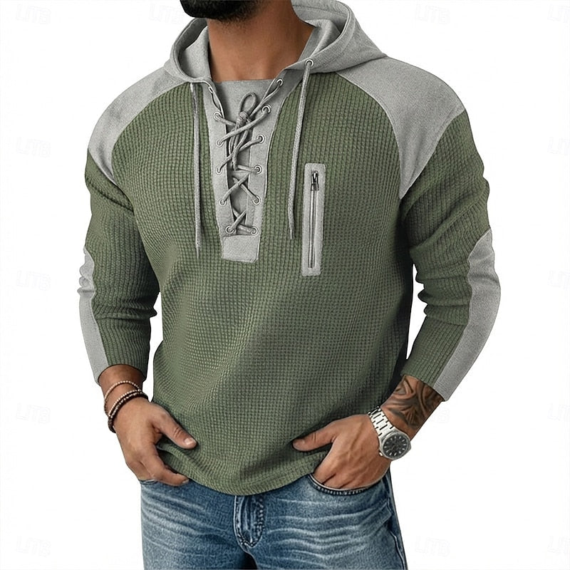 Herren-Kapuzenpullover mit markanter Waffelstruktur und Kapuze