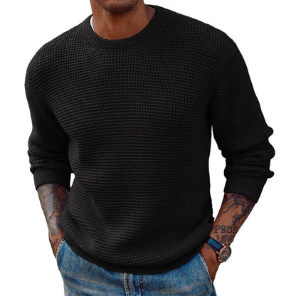 Rippstrickpullover Mit Rundhalsausschnitt