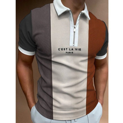 Herren Poloshirt Mit Reissverschluss Und Printdetails