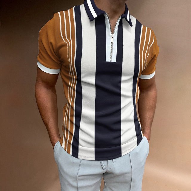 Detailansicht des Kragens mit Reissverschluss am Herren-Poloshirt