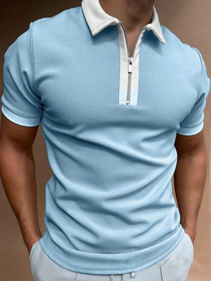 Herren Poloshirt Mit Reissverschluss Und Printdetails