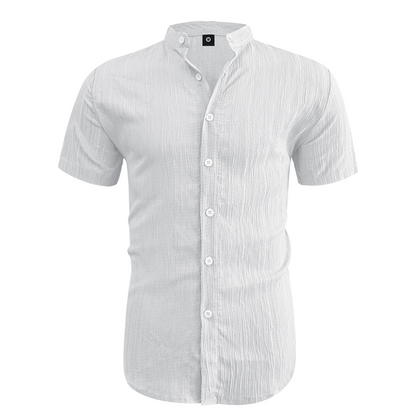 Herrenhemd Mit Stehkragen Und Strukturstoff