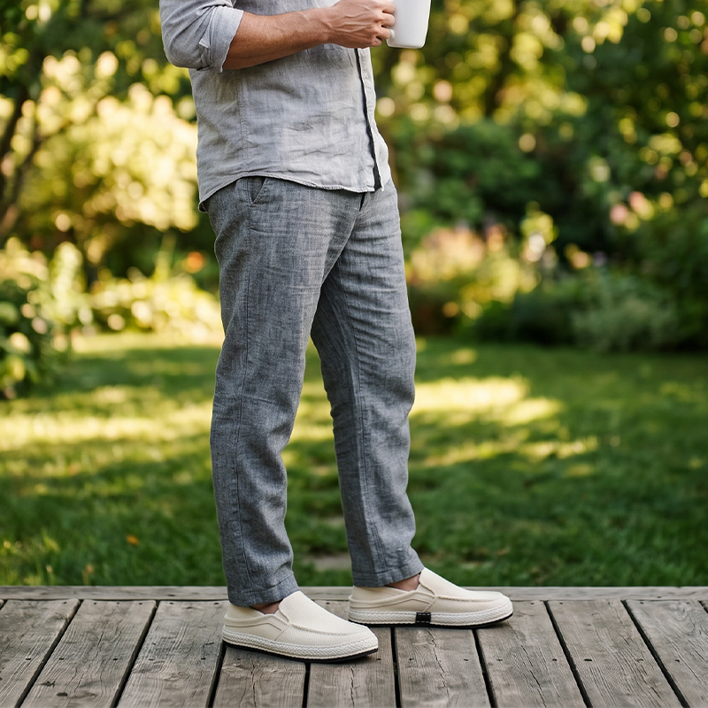 Herren Slip-on Canvas Schuhe als Paar, schräge Perspektive