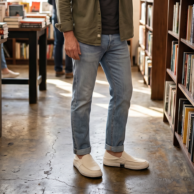 Herren Slip-on Canvas Schuhe mit elastischem Einstieg, Seitenprofil