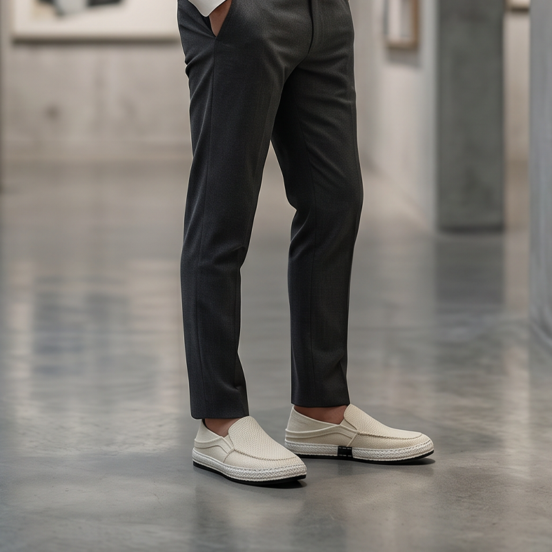 Herren Slip-on Canvas Schuhe, Rückansicht mit Fersendetail