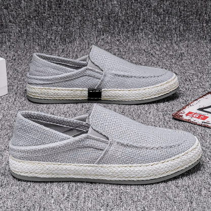 Herren Slip-on Canvas Schuhe aus Stoff, Ansicht von schräg vorn