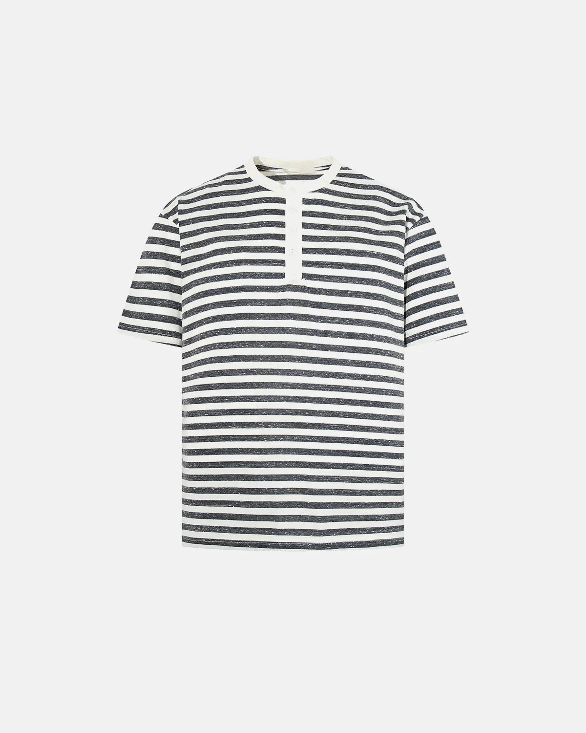 Herren Henley T-Shirt mit Streifen in Relaxed Fit, Rückansicht