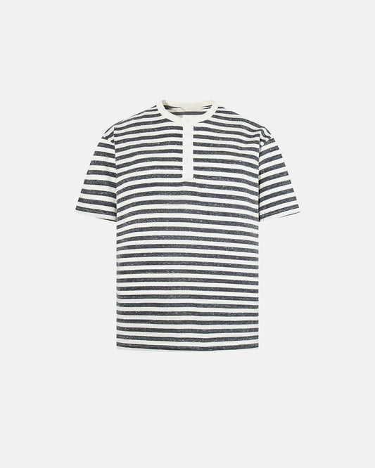 Herren Henley T-Shirt mit Streifen in Relaxed Fit, Rückansicht