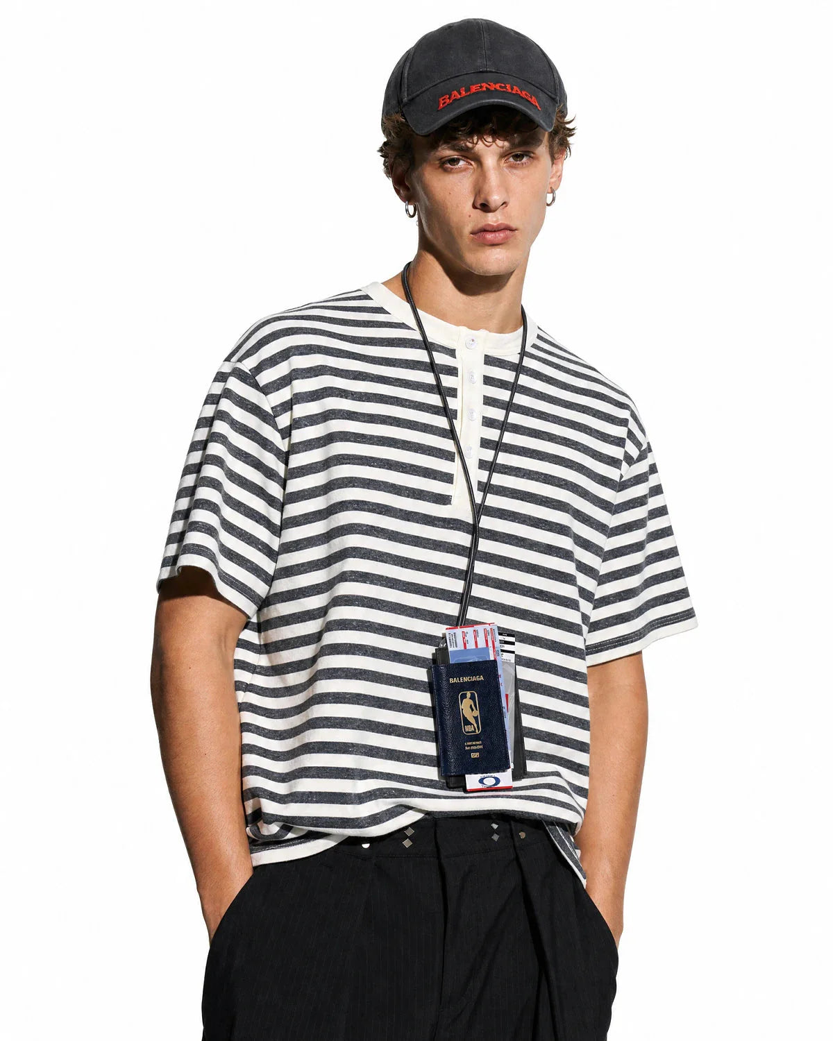 Herren Henley T-Shirt mit Streifen, Seitenansicht