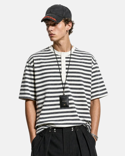 Herren Henley T-Shirt mit Streifen in Relaxed Fit, Vorderansicht