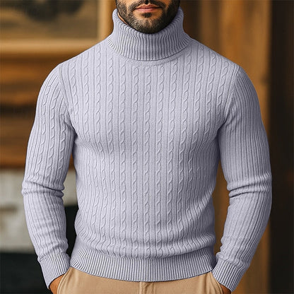 Klassischer Herren-Rollkragenpullover mit markantem Zopfstrick