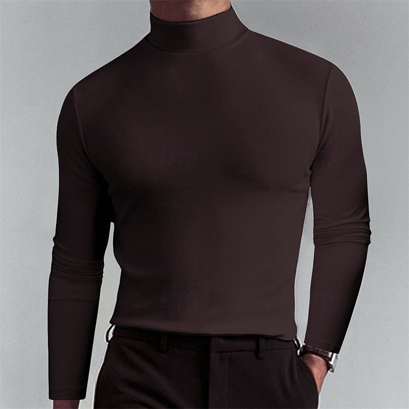 Langer Ärmel und sauberer Abschluss des Rollkragenshirts im Detail