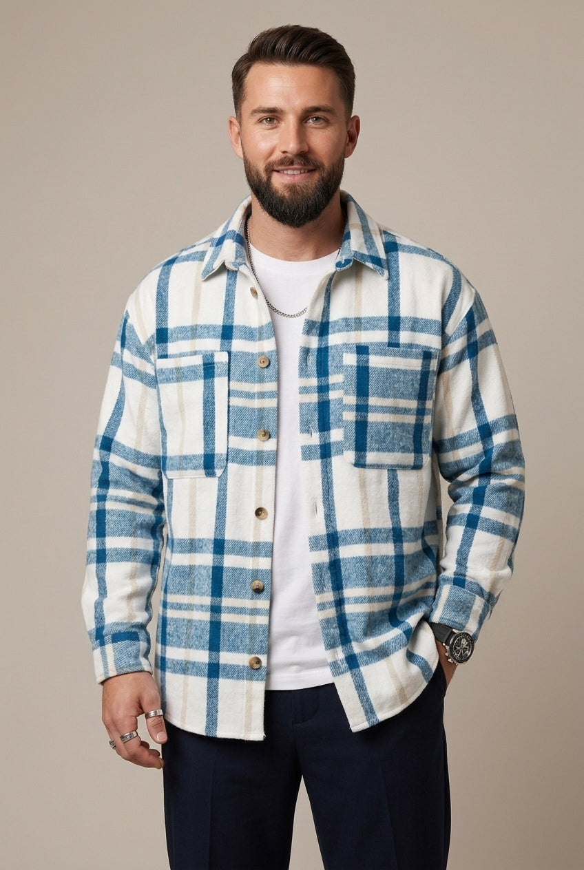 Herren Overshirt Im Karomuster Relaxed Fit