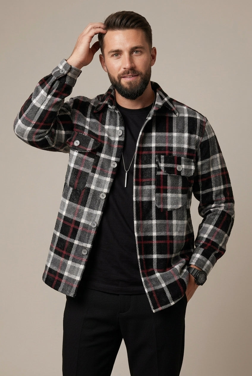Herren Overshirt Im Karomuster Relaxed Fit