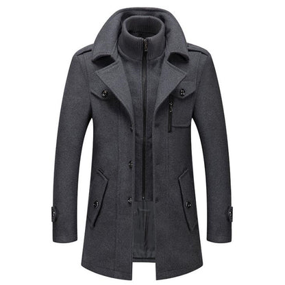 Classic wool jacket with ribbed collar insert