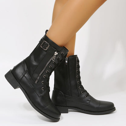 High lace-up boots for women