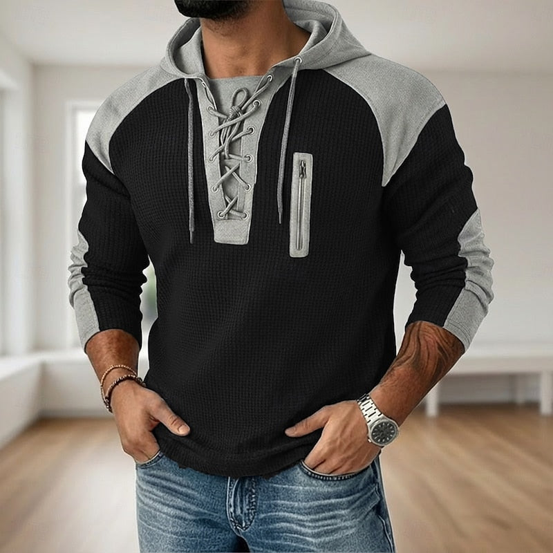 Lässiger Herren-Hoodie mit Waffelstruktur für den Alltag
