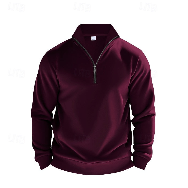 Lässiger Herrenpullover mit kurzem Reißverschluss für den Alltag